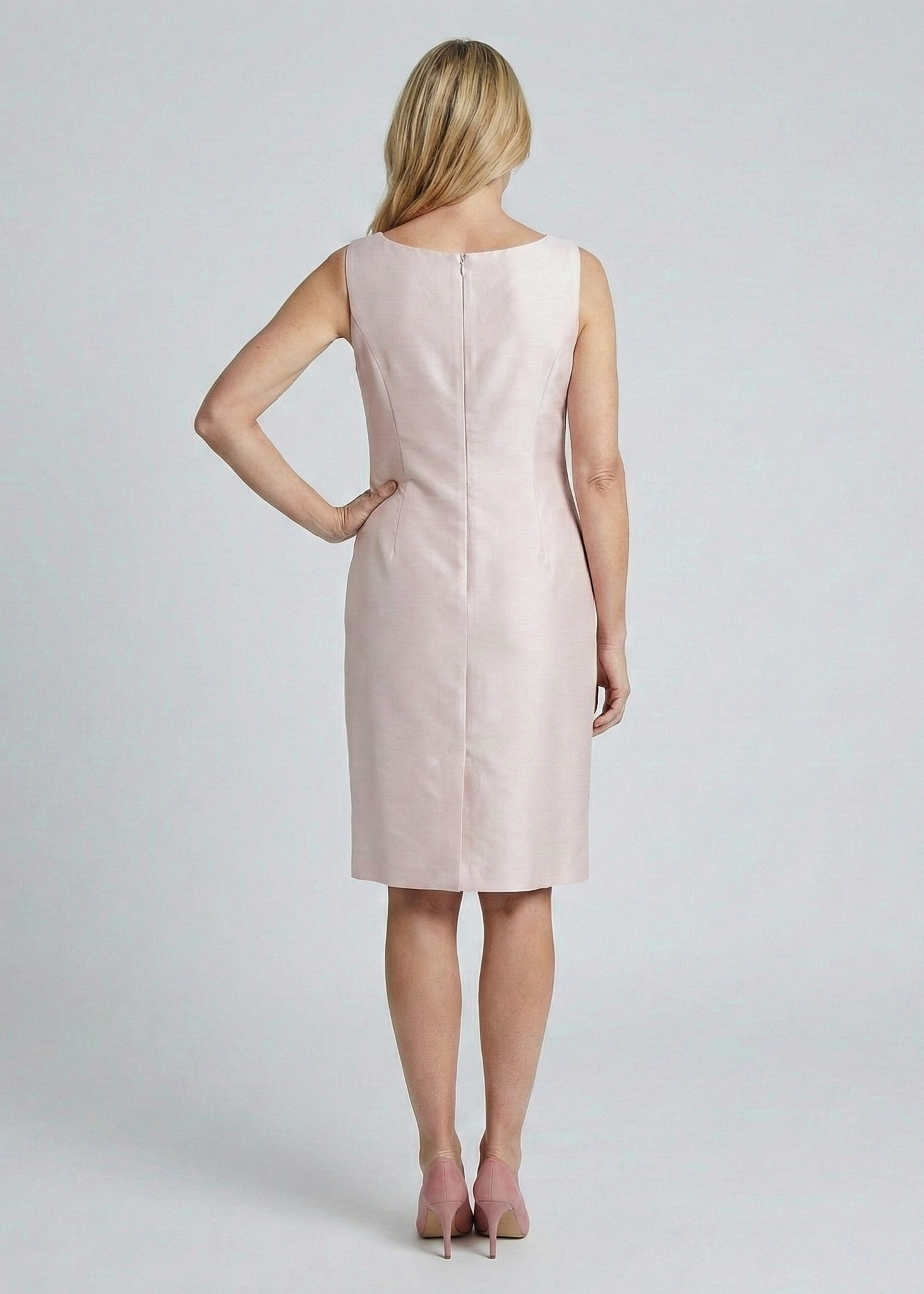 Pastel Pink Mother of the Bride Sleeveless Sheath Dress