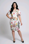 Botanical Print Quilted Cocktail Dress